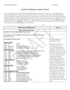 Draft Land Us OrdinanceLand Use Ordinance Article 2 Draft An over-arching goal of the Land Use Ordinance Modernization project is to examine ways of simplifying and