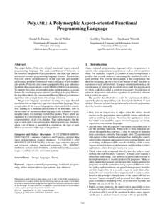 Type theory / Aspect-oriented software development / Aspect-oriented programming / Data types / Functional languages / Pointcut / Generalized algebraic data type / Standard ML / Type system / Software engineering / Software development / Computing