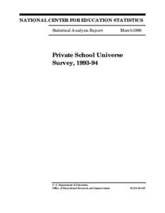 NATIONAL CENTER FOR EDUCATION STATISTICS Statistical Analysis Report March1996  Private School Universe