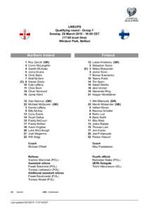 LINEUPS Qualifying round - Group F Sunday, 29 March[removed]:00 CET (17:00 local time) Windsor Park, Belfast