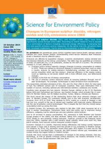 Changes in European sulphur dioxide, nitrogen oxides and CO2 emissions since[removed]October 2014 Issue 390 Subscribe to free weekly News Alert