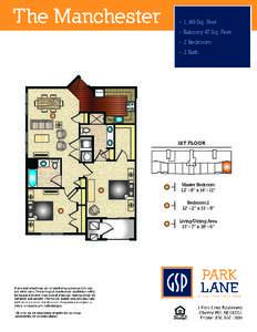 The Manchester  • 1,149 Sq. Feet • Balcony 47 Sq. Feet • 2 Bedroom • 2 Bath