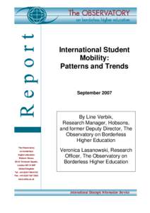 International Student Mobility: Patterns and Trends September 2007