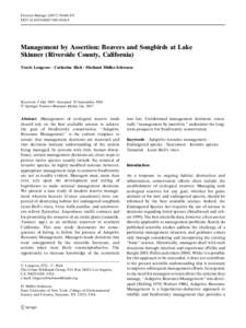 Environ Manage:DOIs00267Management by Assertion: Beavers and Songbirds at Lake Skinner (Riverside County, California) Travis Longcore Æ Catherine Rich Æ Dietland Mu¨ller-Schwarze