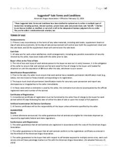 Breeder’s Reference Guide  P a g e | 65 Suggested* Sale Terms and Conditions American Angus Association • Effective February 21, 2014