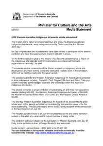 Government of Western Australia Department of the Premier and Cabinet Minister for Culture and the Arts[removed]