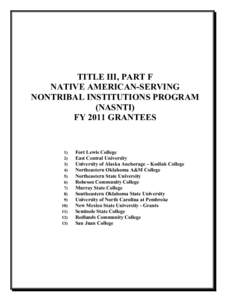 FY 2011 Project Abstracts for the Native American-Serving Nontribal Institutions Program (MS Word)