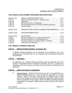 CHAPTER 2 ZONING AND DEVELOPMENT[removed]SPECIAL DEVELOPMENT PROVISIONS AND EXCEPTIONS Section[removed][removed]