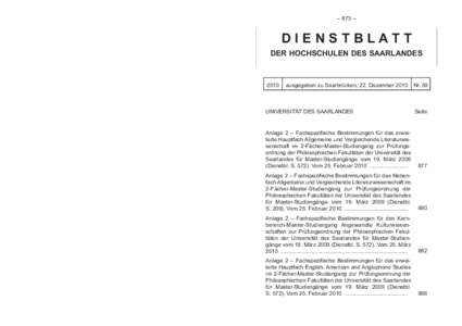 – 873 –  DIENSTBLATT DER HOCHSCHULEN DES SAARLANDES  2010