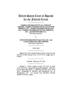 United States Court of Appeals for the Federal Circuit ______________________ TAKEDA PHARMACEUTICAL COMPANY LIMITED, TAKEDA PHARMACEUTICALS NORTH