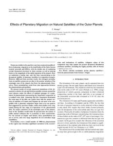 Icarus 158, 483–[removed]doi:[removed]icar[removed]Effects of Planetary Migration on Natural Satellites of the Outer Planets C. Beaug´e1 Observatorio Astron´omico, Universidad Nacional de C´ordoba, Laprida 854, (