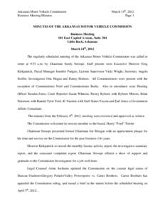 March 14th, 2012 Page 1 Arkansas Motor Vehicle Commission Business Meeting Minutes