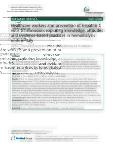 Hepatitis C virus / Nosocomial infection / Universal precautions / Hepatitis C / Viral hepatitis / Infection control / Hemodialysis / Dialysis / Hepatitis C and HIV co-infection / Medicine / Health / Membrane technology