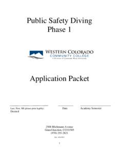 Public Safety Diving Phase 1 Application Packet  Date