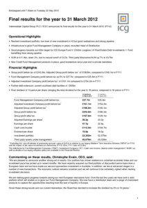 ICG Final results for the twelve months to 31 March 2012