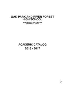 OAK PARK AND RIVER FOREST HIGH SCHOOL 201 NORTH SCOVILLE AVENUE OAK PARK ILPage