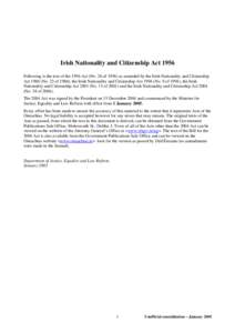 Irish Nationality and Citizenship Act 1956