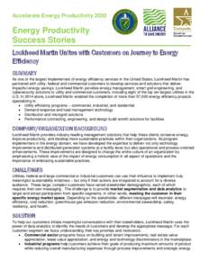 Energy conservation / Energy policy / Smart grid / Energy management / Lockheed Martin / Energy service company / Energy Trust of Oregon
