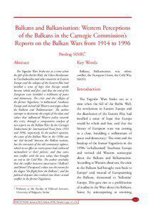 Balkans and Balkanisation: Western Perceptions of the Balkans in the Carnegie Commission’s Reports on the Balkan Wars from 1914 to 1996