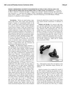 46th Lunar and Planetary Science Conference[removed]pdf HIGHLY SIDEROPHILE ELEMENT GEOCHEMISTRY OF IMPACT-RELATED GLASSES AND TARGET ROCKS FROM THE ZHAMANSHIN IMPACT STRUCTURE, KAZAKHSTAN. L. Ackerman1,