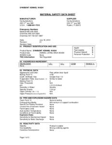 SYNBIONT KENNEL WASH  MATERIAL SAFETY DATA SHEET MANUFACTURER: Eq Ag Solutions th