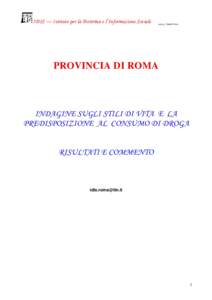 IDIS — Istituto per la Dottrina e l’Informazione Sociale  survey_finale04.doc PROVINCIA DI ROMA