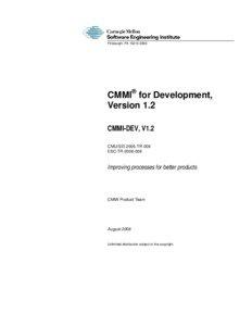 Pittsburgh, PA[removed]CMMI® for Development,