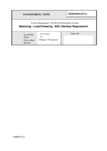 ENGINEERING NOTE  DMS#9281327v4 System Management - SCADA & Information Systems