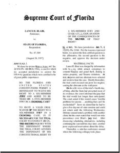 %upreme Court of gloriba LANCE H. BLAIR, Petitioner, vs. STATE OF FLORIDA,