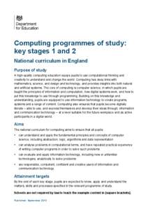 Computing / Algorithm / Information and communication technologies in education / National Curriculum / Electronics / Outline of computer science / Computer-supported collaboration / Education / Technology / Computer