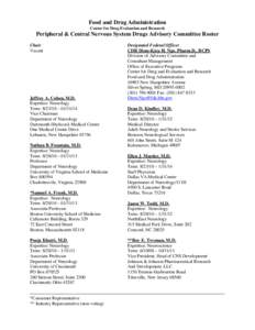 Arthritis Drugs Advisory Committee Roster