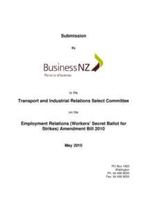 Submission By to the  Transport and Industrial Relations Select Committee