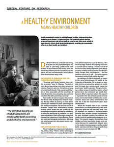 SPECIAL FEATURE ON RESEARCH  A HEALTHY ENVIRONMENT MEANS HEALTHY CHILDREN