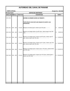 AUTORIDAD DEL CANAL DE PANAMÁ TARIFA OFICIAL Renglón NoPrimera Parte
