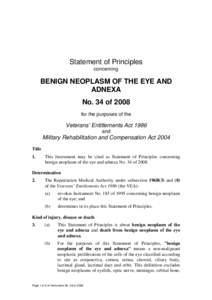 Statement of Principles concerning BENIGN NEOPLASM OF THE EYE AND ADNEXA No. 34 of 2008