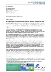 Energy Retailers Association of Australia Suite 3, Level 5, 189 Kent Street, SYDNEY NSW 2000 TW www.eraa.com.au 29 January 2015 Mr Sebastian Roberts
