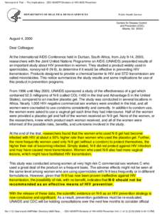 Nonoxynol-9 Trial -- The Implications - CDC-NCHSTP-Divisions of HIV/AIDS Prevention