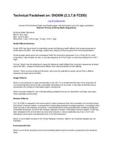 Pollution / 2 / 3 / 7 / 8-Tetrachlorodibenzodioxin / 2 / 4 / 5-Trichlorophenoxyacetic acid / Herbicide / 1 / 4-Dioxin / Polychlorinated biphenyl / Soil contamination / Times Beach /  Missouri / Toxicity / Organochlorides / Chemistry / Environment