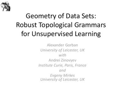 Geometry of Data Sets: Robust Topological Grammars for Unsupervised Learning Alexander Gorban University of Leicester, UK with