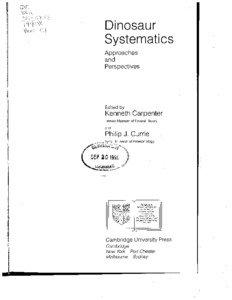 Dinosaur Systematics Approaches