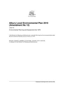 New South Wales  Albury Local Environmental Plan[removed]Amendment No 13) under the