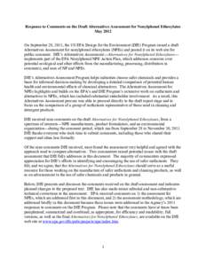 Response to Comments on the Draft Alternatives Assessment for Nonylphenol Ethoxylates - May 2012