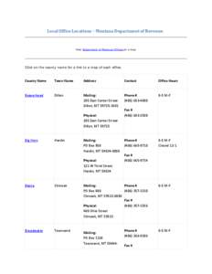 Local Office Locations – Montana Department of Revenue  View Department of Revenue Offices on a map Click on the county name for a link to a map of each office.