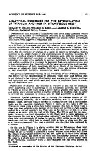 Analytical Procedure for the Determination of Titanium and Iron in Titaniferous Ores