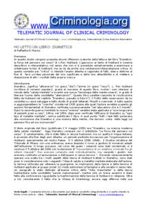 WWW. TELEMATIC JOURNAL OF CLINICAL CRIMINOLOGY Telematic Journal of Clinical Criminology - www.criminologia.org International Crime Analysis Association