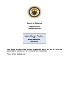 County of Delaware Department of Human Services Notice of Privacy Practices For