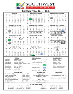 Calendar YearJuly 2015 W 1 8