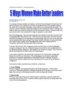 Microsoft Word - 5 Ways Women Make Better Leaders, CareerBuilder Article.doc