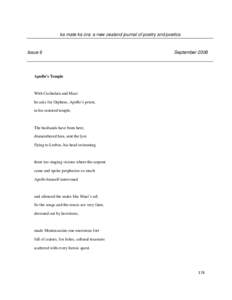 ka mate ka ora: a new zealand journal of poetry and poetics  Issue 6 September 2008