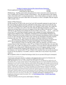 Southern Campaign American Revolution Pension Statements Pension application of Thomas Gore S38746 fn18SC Transcribed by Will Graves[removed]Methodology: Spelling, punctuation and grammar have been corrected in some ins